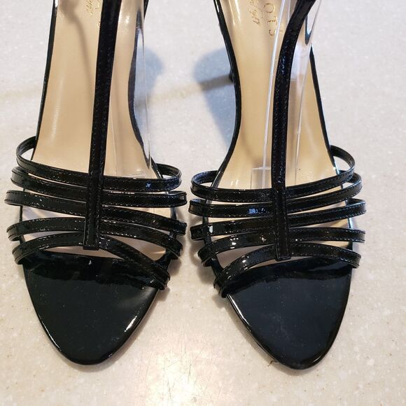 Talbots Women’s Black Leather Ankle Strap Heels Sandals Size 8 - Picture 3 of 6